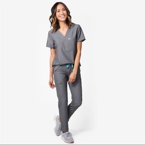 NWT FIGS Yola with Yoga Waistband Petite Skinny Scub Pants Graphite Size XS